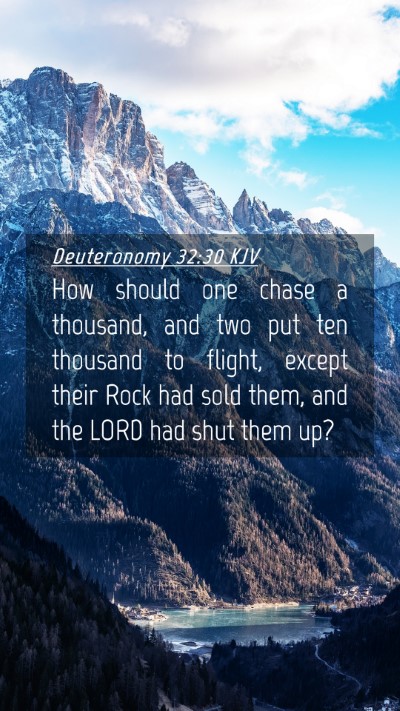 Picture 04 - Deuteronomy 32:30 KJV Mobile Phone Wallpaper - How should one chase a thousand, and two put ten - Mobile Bible Verse Wallpaper
