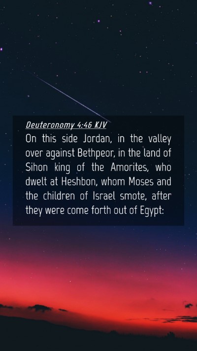 Picture 04 - Deuteronomy 4:46 KJV Mobile Phone Wallpaper - On this side Jordan, in the valley over against - Mobile Bible Verse Wallpaper