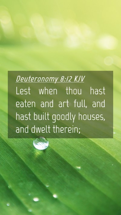Picture 04 - Deuteronomy 8:12 KJV Mobile Phone Wallpaper - Lest when thou hast eaten and art full, and hast - Mobile Bible Verse Wallpaper