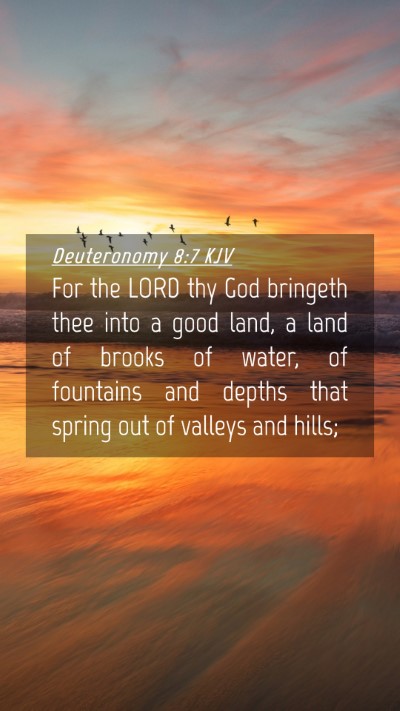 Picture 04 - Deuteronomy 8:7 KJV Mobile Phone Wallpaper - For the LORD thy God bringeth thee into a good - Mobile Bible Verse Wallpaper