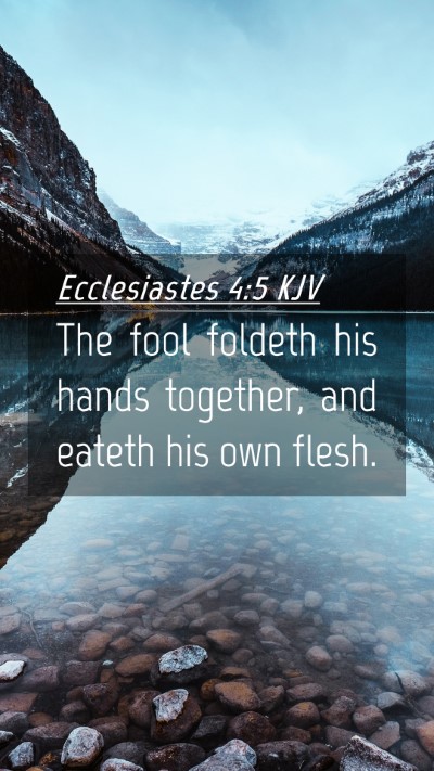 Picture 04 - Ecclesiastes 4:5 KJV Mobile Phone Wallpaper - The fool foldeth his hands together, and eateth - Mobile Bible Verse Wallpaper