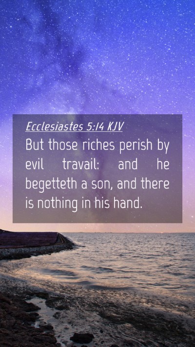 Picture 04 - Ecclesiastes 5:14 KJV Mobile Phone Wallpaper - But those riches perish by evil travail: and he - Mobile Bible Verse Wallpaper
