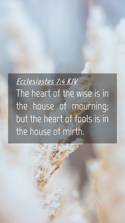 Picture 04 - Ecclesiastes 7:4 KJV Mobile Phone Wallpaper - The heart of the wise is in the house of - Mobile Bible Verse Wallpaper