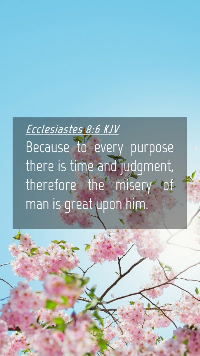 Picture 04 - Ecclesiastes 8:6 KJV Mobile Phone Wallpaper - Because to every purpose there is time and - Mobile Bible Verse Wallpaper