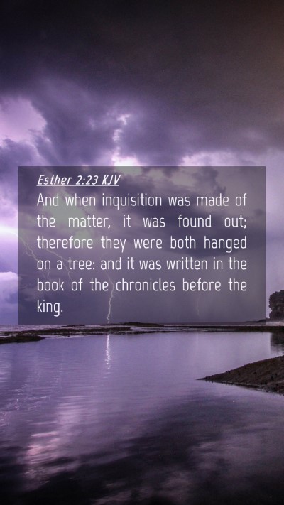 Picture 04 - Esther 2:23 KJV Mobile Phone Wallpaper - And when inquisition was made of the matter, it - Mobile Bible Verse Wallpaper