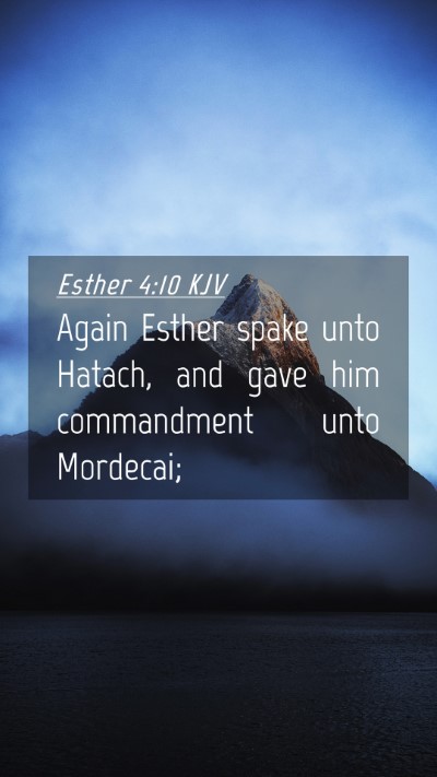 Picture 04 - Esther 4:10 KJV Mobile Phone Wallpaper - Again Esther spake unto Hatach, and gave him - Mobile Bible Verse Wallpaper