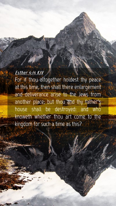 Picture 04 - Esther 4:14 KJV Mobile Phone Wallpaper - For if thou altogether holdest thy peace at this - Mobile Bible Verse Wallpaper