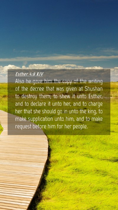 Picture 04 - Esther 4:8 KJV Mobile Phone Wallpaper - Also he gave him the copy of the writing of the - Mobile Bible Verse Wallpaper