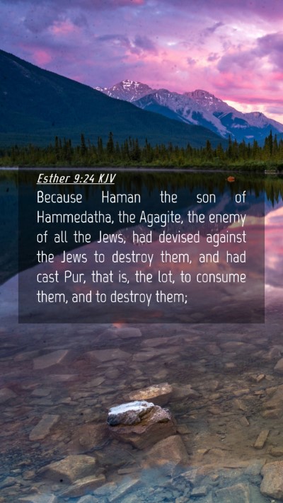 Picture 04 - Esther 9:24 KJV Mobile Phone Wallpaper - Because Haman the son of Hammedatha, the Agagite, - Mobile Bible Verse Wallpaper