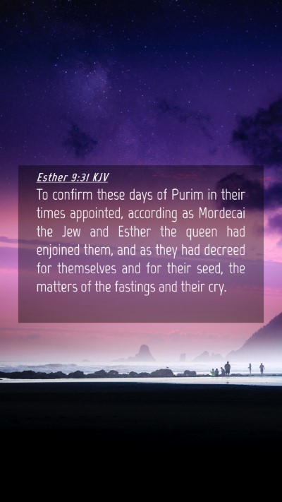 Picture 04 - Esther 9:31 KJV Mobile Phone Wallpaper - To confirm these days of Purim in their times - Mobile Bible Verse Wallpaper