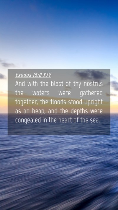 Picture 04 - Exodus 15:8 KJV Mobile Phone Wallpaper - And with the blast of thy nostrils the waters - Mobile Bible Verse Wallpaper