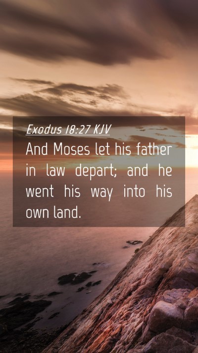 Picture 04 - Exodus 18:27 KJV Mobile Phone Wallpaper - And Moses let his father in law depart; and he - Mobile Bible Verse Wallpaper
