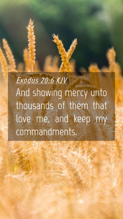 Picture 04 - Exodus 20:6 KJV Mobile Phone Wallpaper - And showing mercy unto thousands of them that - Mobile Bible Verse Wallpaper