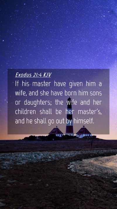 Picture 04 - Exodus 21:4 KJV Mobile Phone Wallpaper - If his master have given him a wife, and she have - Mobile Bible Verse Wallpaper