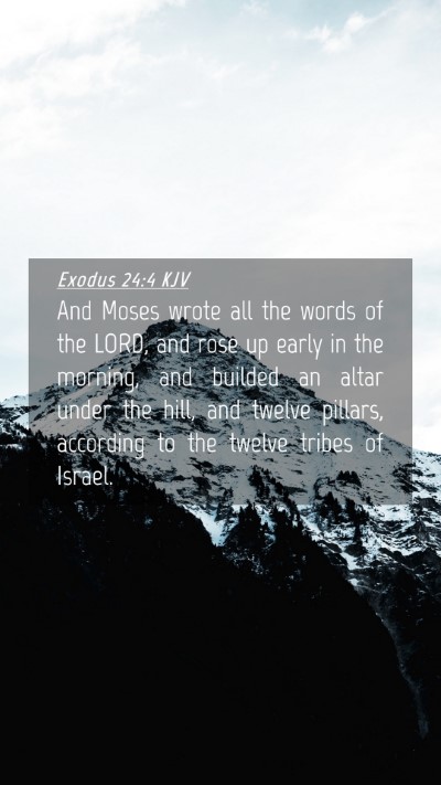 Picture 04 - Exodus 24:4 KJV Mobile Phone Wallpaper - And Moses wrote all the words of the LORD, and - Mobile Bible Verse Wallpaper