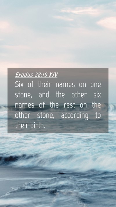 Picture 04 - Exodus 28:10 KJV Mobile Phone Wallpaper - Six of their names on one stone, and the other - Mobile Bible Verse Wallpaper