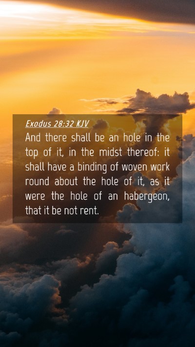 Picture 04 - Exodus 28:32 KJV Mobile Phone Wallpaper - And there shall be an hole in the top of it, in - Mobile Bible Verse Wallpaper
