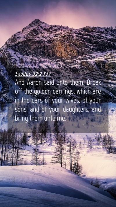 Picture 04 - Exodus 32:2 KJV Mobile Phone Wallpaper - And Aaron said unto them, Break off the golden - Mobile Bible Verse Wallpaper