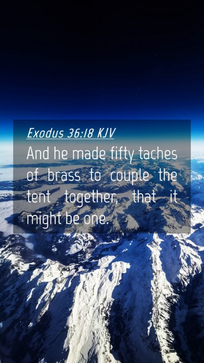 Picture 04 - Exodus 36:18 KJV Mobile Phone Wallpaper - And he made fifty taches of brass to couple the - Mobile Bible Verse Wallpaper