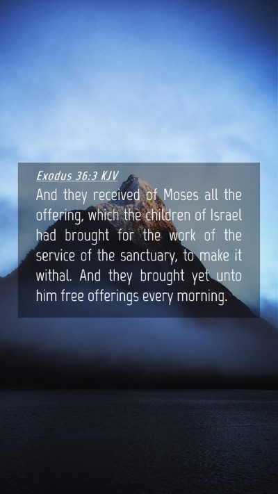Picture 04 - Exodus 36:3 KJV Mobile Phone Wallpaper - And they received of Moses all the offering, - Mobile Bible Verse Wallpaper