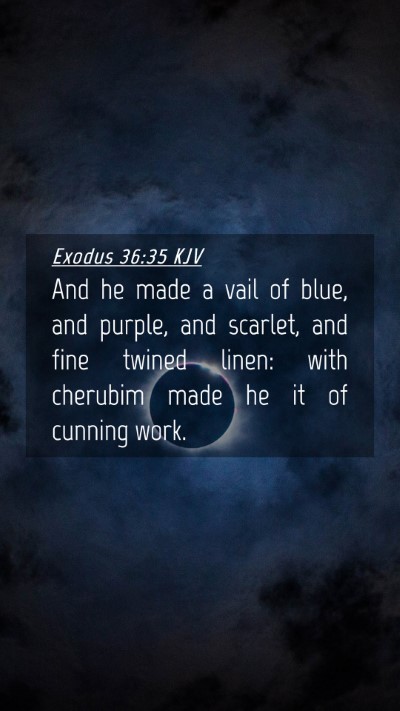 Picture 04 - Exodus 36:35 KJV Mobile Phone Wallpaper - And he made a vail of blue, and purple, and - Mobile Bible Verse Wallpaper