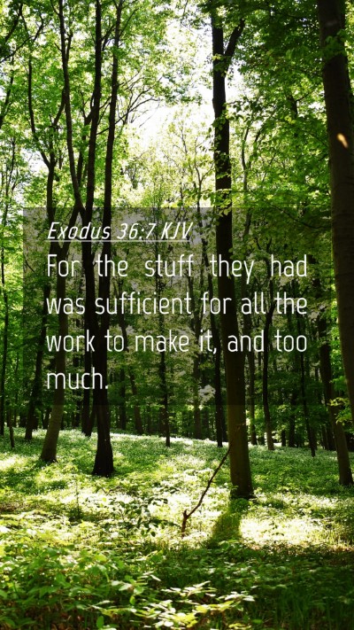 Picture 04 - Exodus 36:7 KJV Mobile Phone Wallpaper - For the stuff they had was sufficient for all the - Mobile Bible Verse Wallpaper