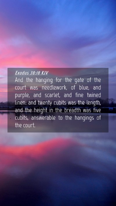 Picture 04 - Exodus 38:18 KJV Mobile Phone Wallpaper - And the hanging for the gate of the court was - Mobile Bible Verse Wallpaper