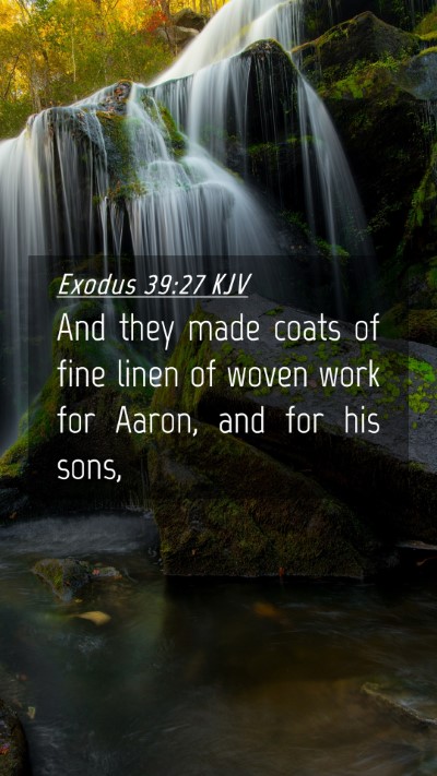 Picture 04 - Exodus 39:27 KJV Mobile Phone Wallpaper - And they made coats of fine linen of woven work - Mobile Bible Verse Wallpaper
