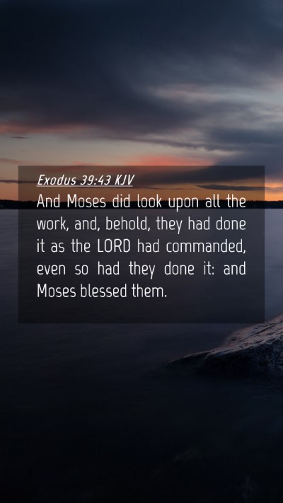 Picture 04 - Exodus 39:43 KJV Mobile Phone Wallpaper - And Moses did look upon all the work, and, - Mobile Bible Verse Wallpaper