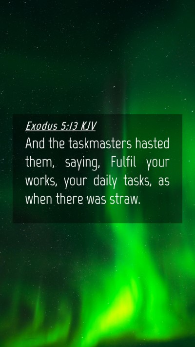 Picture 04 - Exodus 5:13 KJV Mobile Phone Wallpaper - And the taskmasters hasted them, saying, Fulfil - Mobile Bible Verse Wallpaper