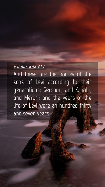 Picture 04 - Exodus 6:16 KJV Mobile Phone Wallpaper - And these are the names of the sons of Levi - Mobile Bible Verse Wallpaper