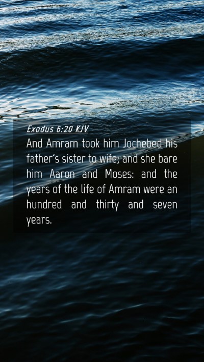 Picture 04 - Exodus 6:20 KJV Mobile Phone Wallpaper - And Amram took him Jochebed his father's sister - Mobile Bible Verse Wallpaper