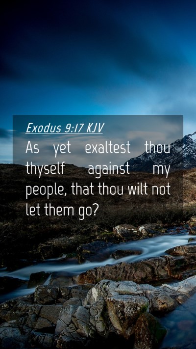 Picture 04 - Exodus 9:17 KJV Mobile Phone Wallpaper - As yet exaltest thou thyself against my people, - Mobile Bible Verse Wallpaper