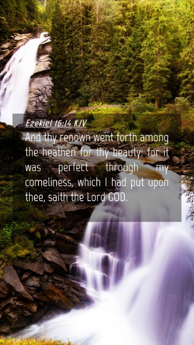 Picture 04 - Ezekiel 16:14 KJV Mobile Phone Wallpaper - And thy renown went forth among the heathen for - Mobile Bible Verse Wallpaper