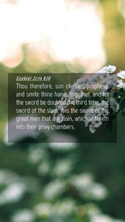 Picture 04 - Ezekiel 21:14 KJV Mobile Phone Wallpaper - Thou therefore, son of man, prophesy, and smite - Mobile Bible Verse Wallpaper