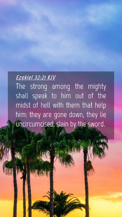 Picture 04 - Ezekiel 32:21 KJV Mobile Phone Wallpaper - The strong among the mighty shall speak to him - Mobile Bible Verse Wallpaper