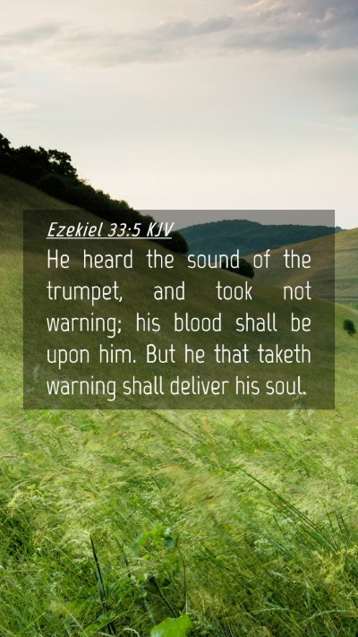 Picture 04 - Ezekiel 33:5 KJV Mobile Phone Wallpaper - He heard the sound of the trumpet, and took not - Mobile Bible Verse Wallpaper
