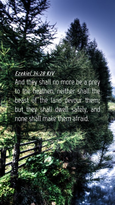 Picture 04 - Ezekiel 34:28 KJV Mobile Phone Wallpaper - And they shall no more be a prey to the heathen, - Mobile Bible Verse Wallpaper