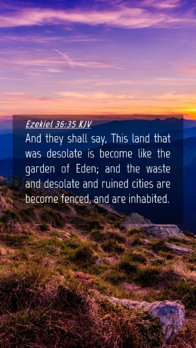 Picture 04 - Ezekiel 36:35 KJV Mobile Phone Wallpaper - And they shall say, This land that was desolate - Mobile Bible Verse Wallpaper
