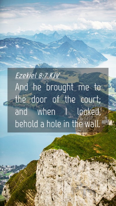 Picture 04 - Ezekiel 8:7 KJV Mobile Phone Wallpaper - And he brought me to the door of the court; and - Mobile Bible Verse Wallpaper