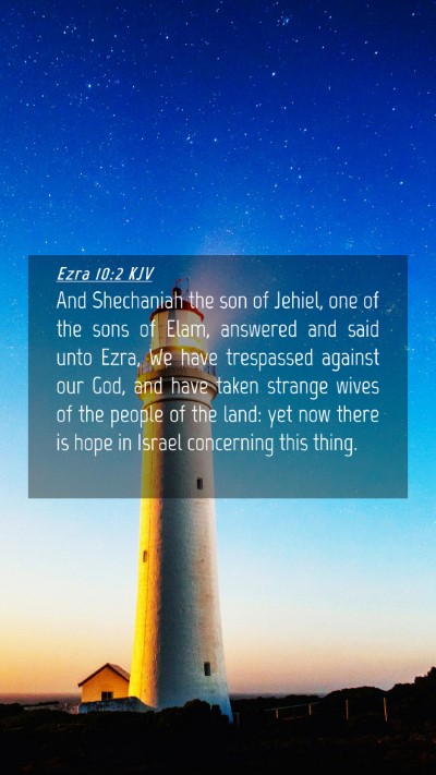 Picture 04 - Ezra 10:2 KJV Mobile Phone Wallpaper - And Shechaniah the son of Jehiel, one of the sons - Mobile Bible Verse Wallpaper