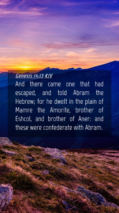 Picture 04 - Genesis 14:13 KJV Mobile Phone Wallpaper - And there came one that had escaped, and told - Mobile Bible Verse Wallpaper
