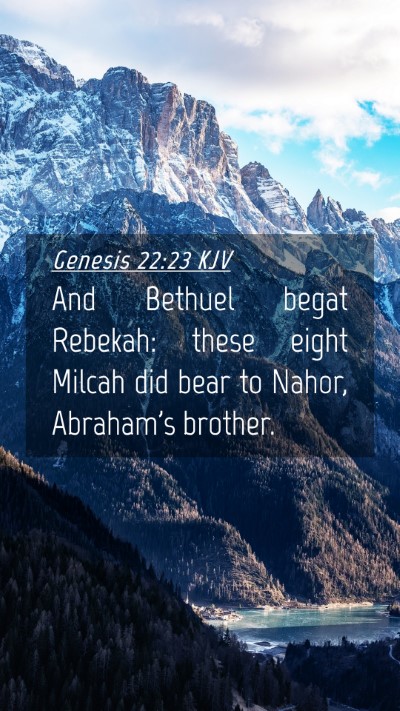 Picture 04 - Genesis 22:23 KJV Mobile Phone Wallpaper - And Bethuel begat Rebekah: these eight Milcah did - Mobile Bible Verse Wallpaper