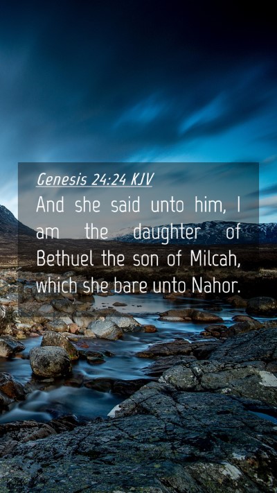 Picture 04 - Genesis 24:24 KJV Mobile Phone Wallpaper - And she said unto him, I am the daughter of - Mobile Bible Verse Wallpaper
