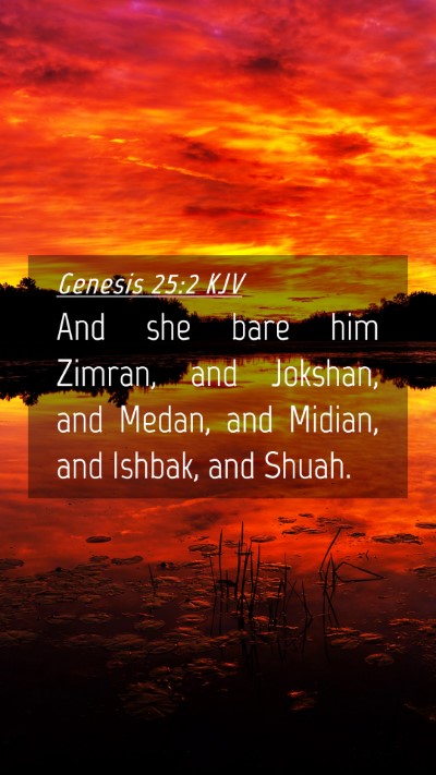 Picture 04 - Genesis 25:2 KJV Mobile Phone Wallpaper - And she bare him Zimran, and Jokshan, and Medan, - Mobile Bible Verse Wallpaper