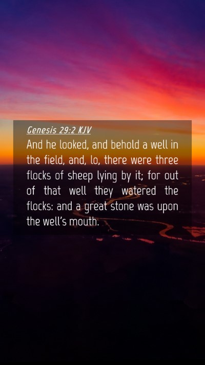 Picture 04 - Genesis 29:2 KJV Mobile Phone Wallpaper - And he looked, and behold a well in the field, - Mobile Bible Verse Wallpaper