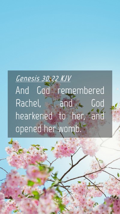 Picture 04 - Genesis 30:22 KJV Mobile Phone Wallpaper - And God remembered Rachel, and God hearkened to - Mobile Bible Verse Wallpaper