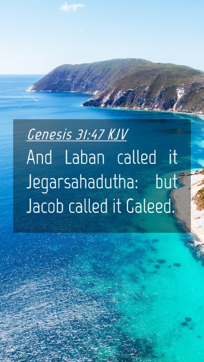 Picture 04 - Genesis 31:47 KJV Mobile Phone Wallpaper - And Laban called it Jegarsahadutha: but Jacob - Mobile Bible Verse Wallpaper