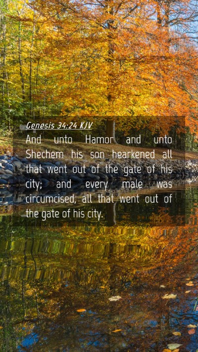 Picture 04 - Genesis 34:24 KJV Mobile Phone Wallpaper - And unto Hamor and unto Shechem his son hearkened - Mobile Bible Verse Wallpaper