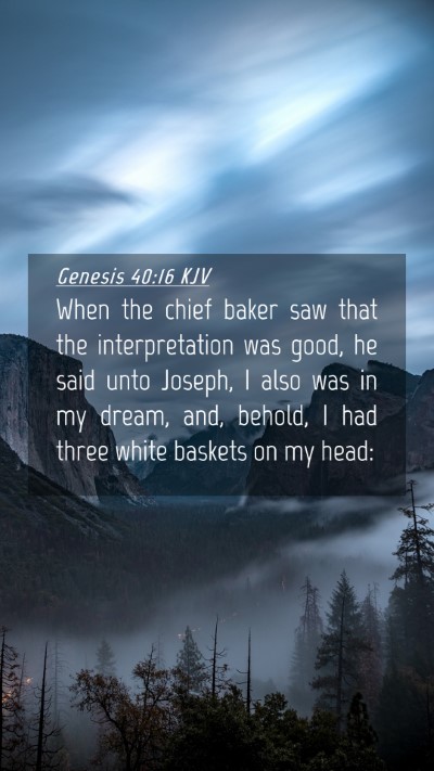 Picture 04 - Genesis 40:16 KJV Mobile Phone Wallpaper - When the chief baker saw that the interpretation - Mobile Bible Verse Wallpaper
